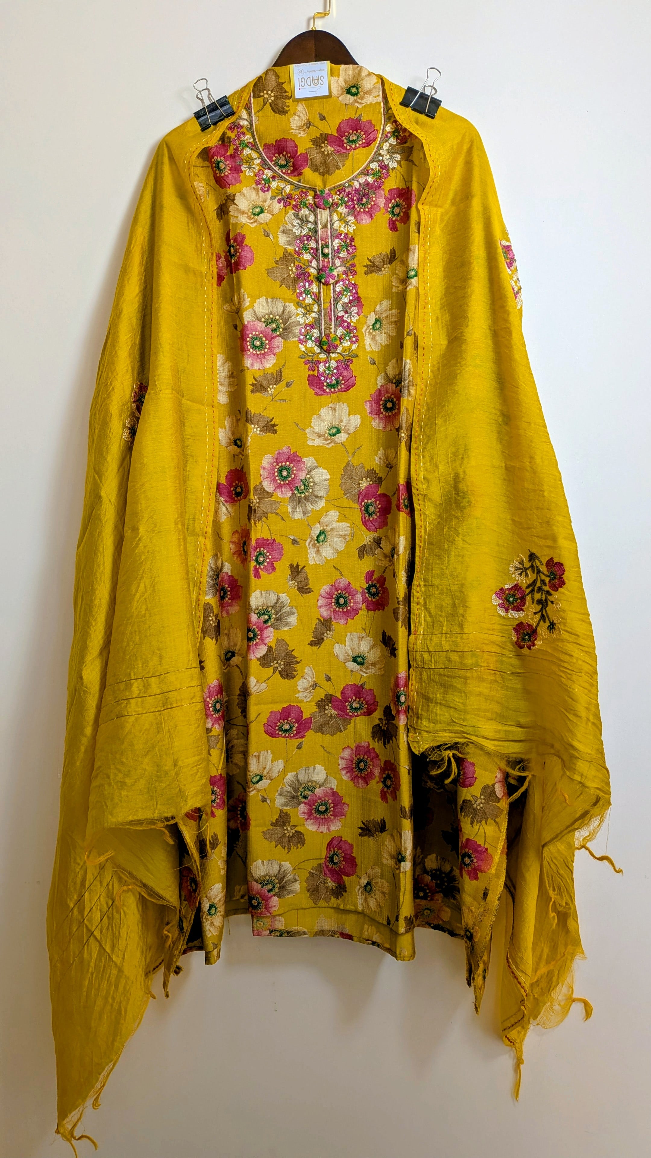 Floral Printed Unstitched Suit Set on Linen Cotton