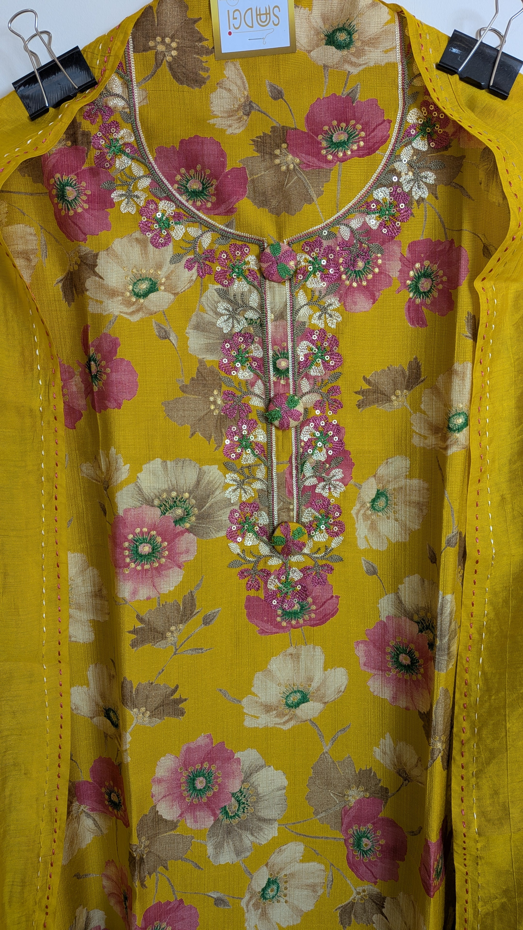 Floral Printed Unstitched Suit Set on Linen Cotton
