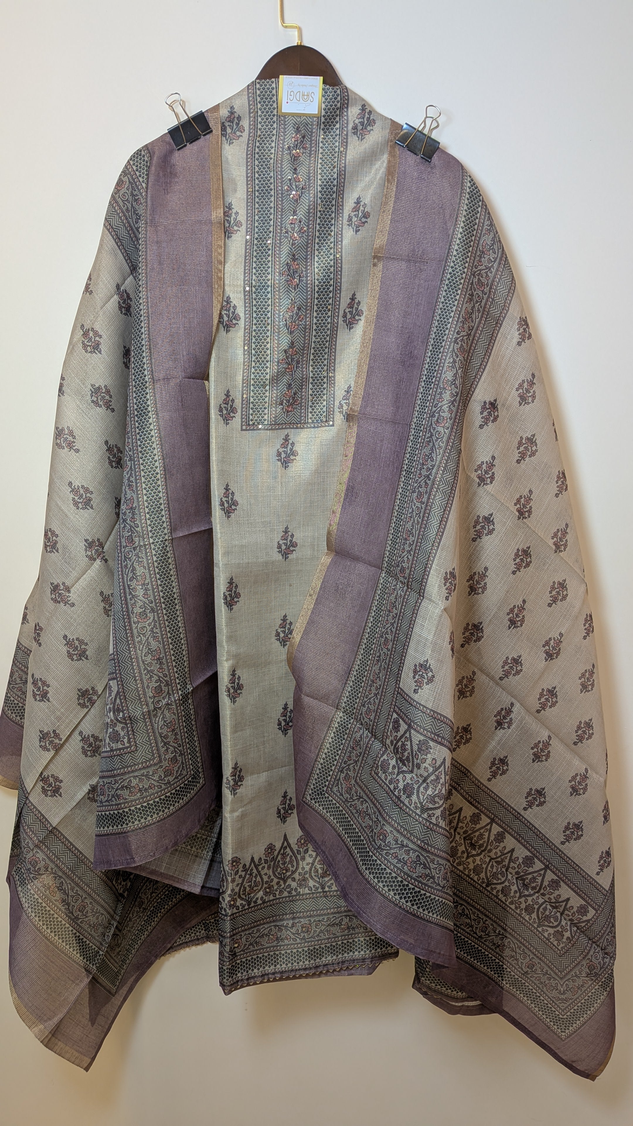 Floral Printed Unstitched Suit Set on Linen Shimmer