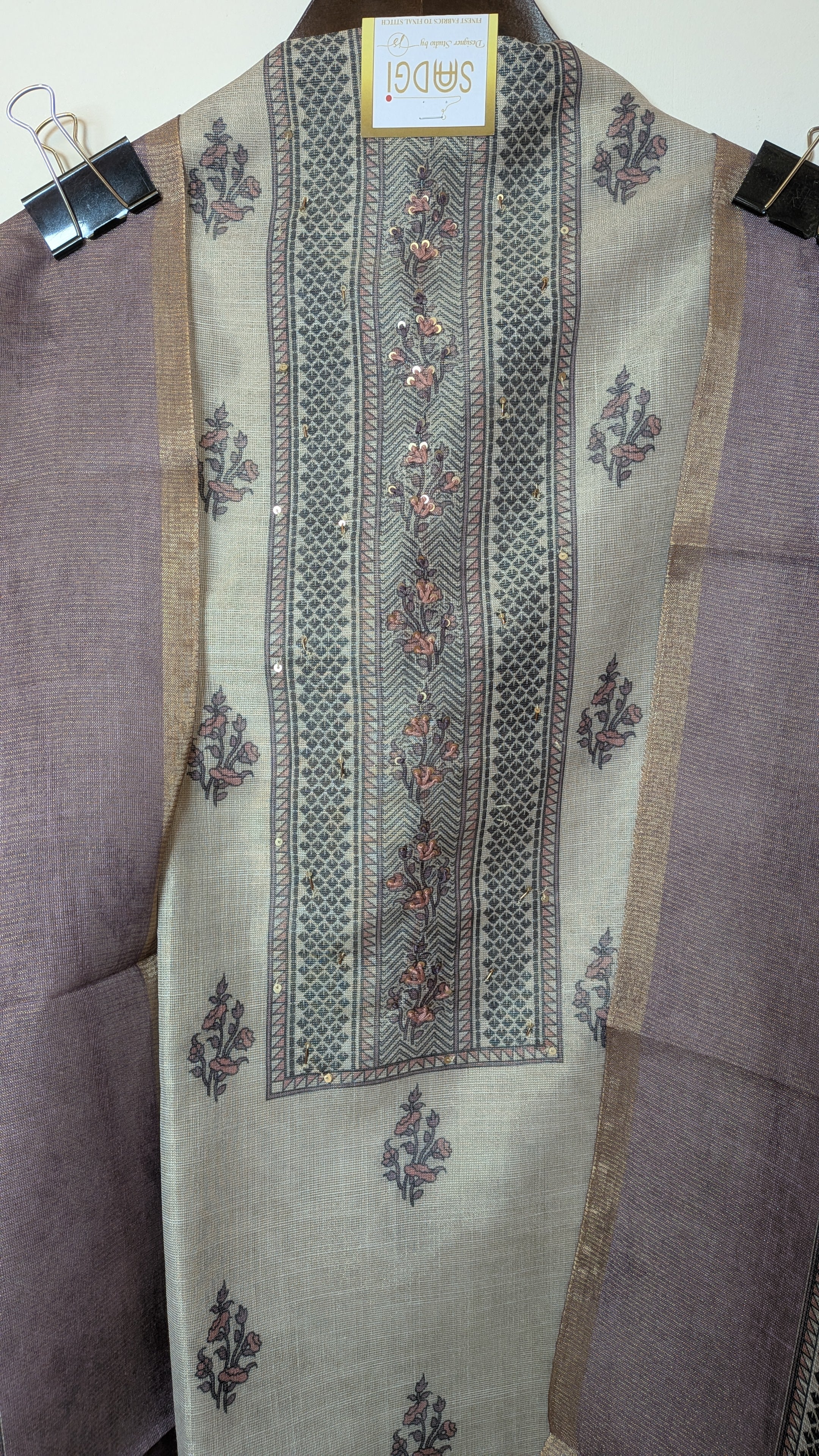 Floral Printed Unstitched Suit Set on Linen Shimmer