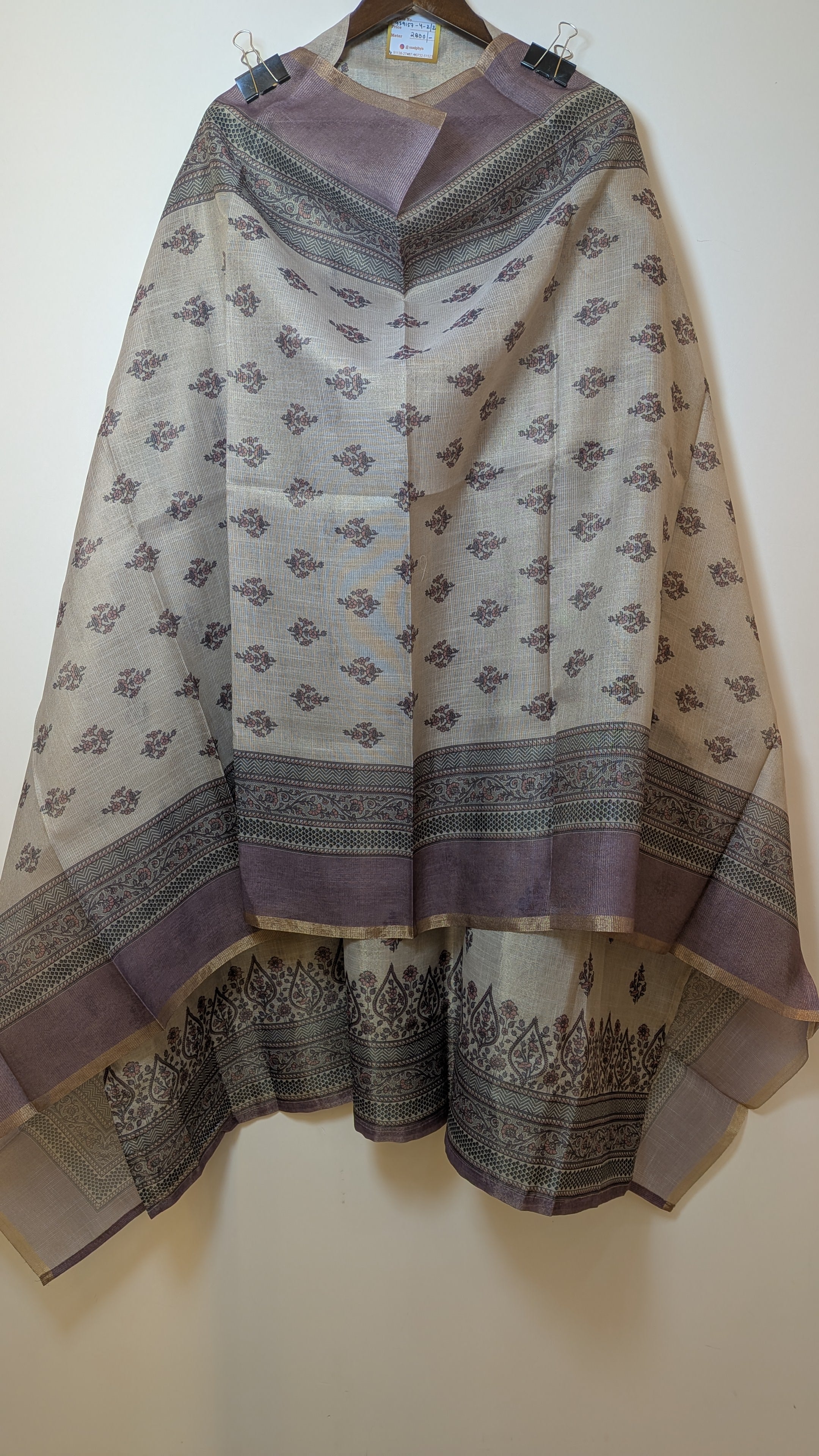 Floral Printed Unstitched Suit Set on Linen Shimmer