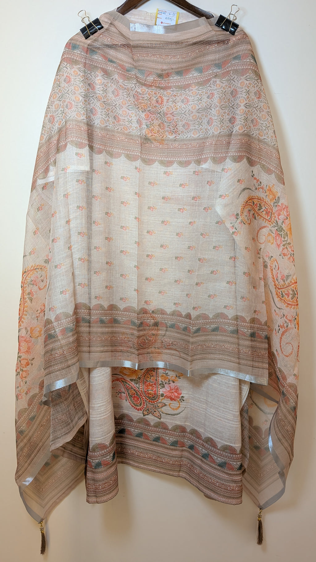 Floral Printed Unstitched Suit Set with Linen Shirt Piece Kota Doria Dupatta