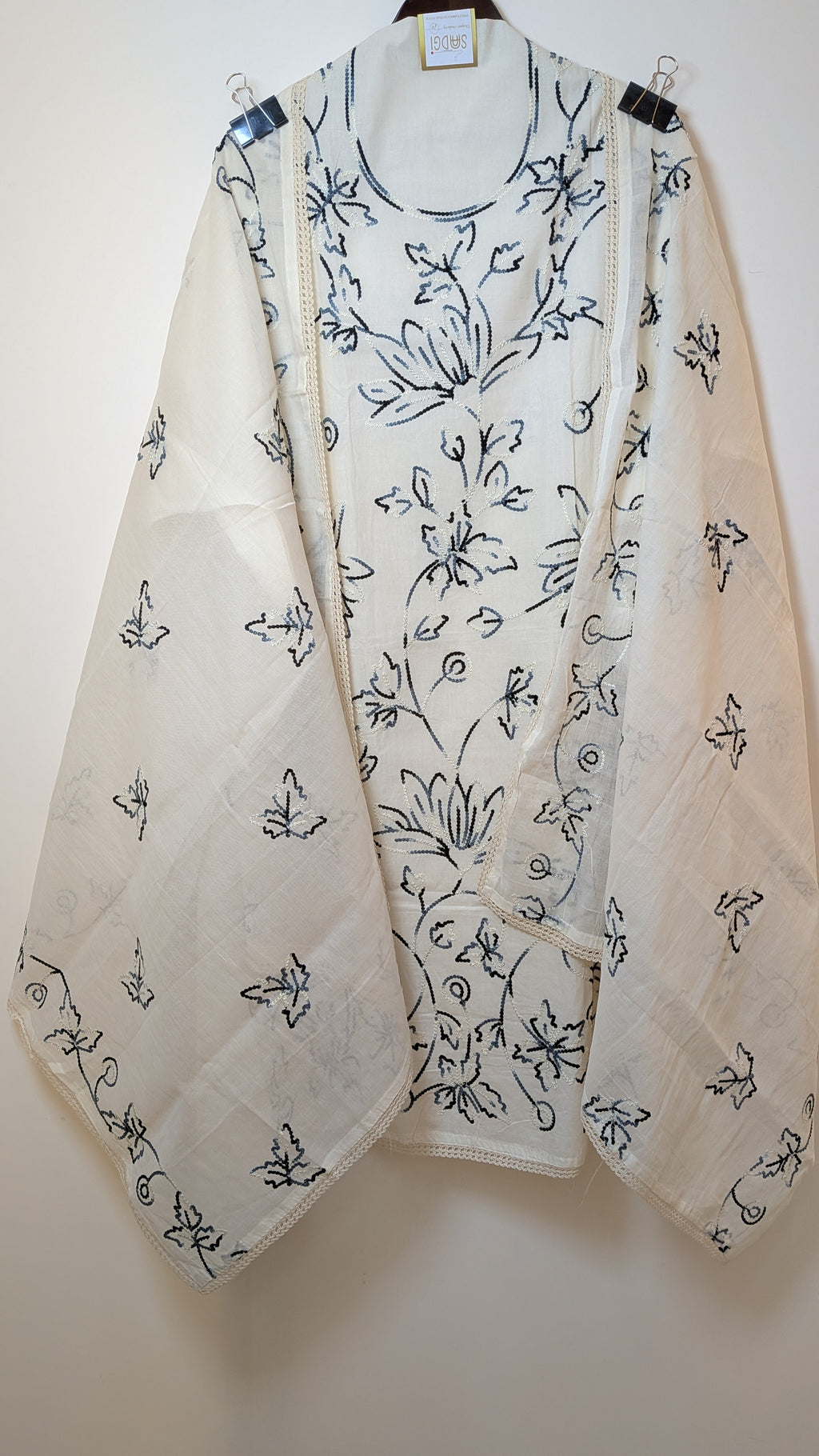 Full Jaal Embroided Unstitched Suit Set on Pure Cotton