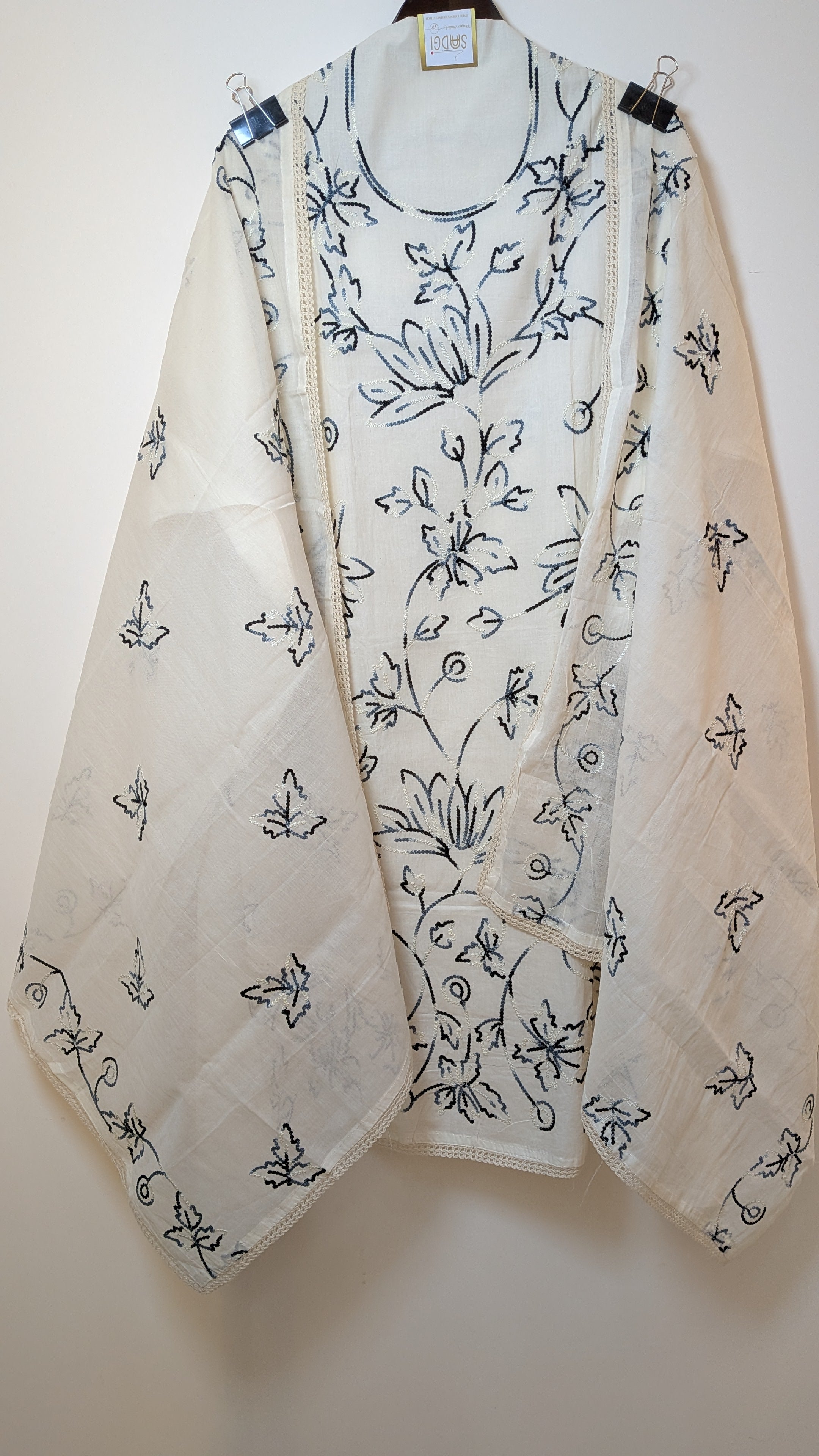 Full Jaal Embroided Unstitched Suit Set on Pure Cotton