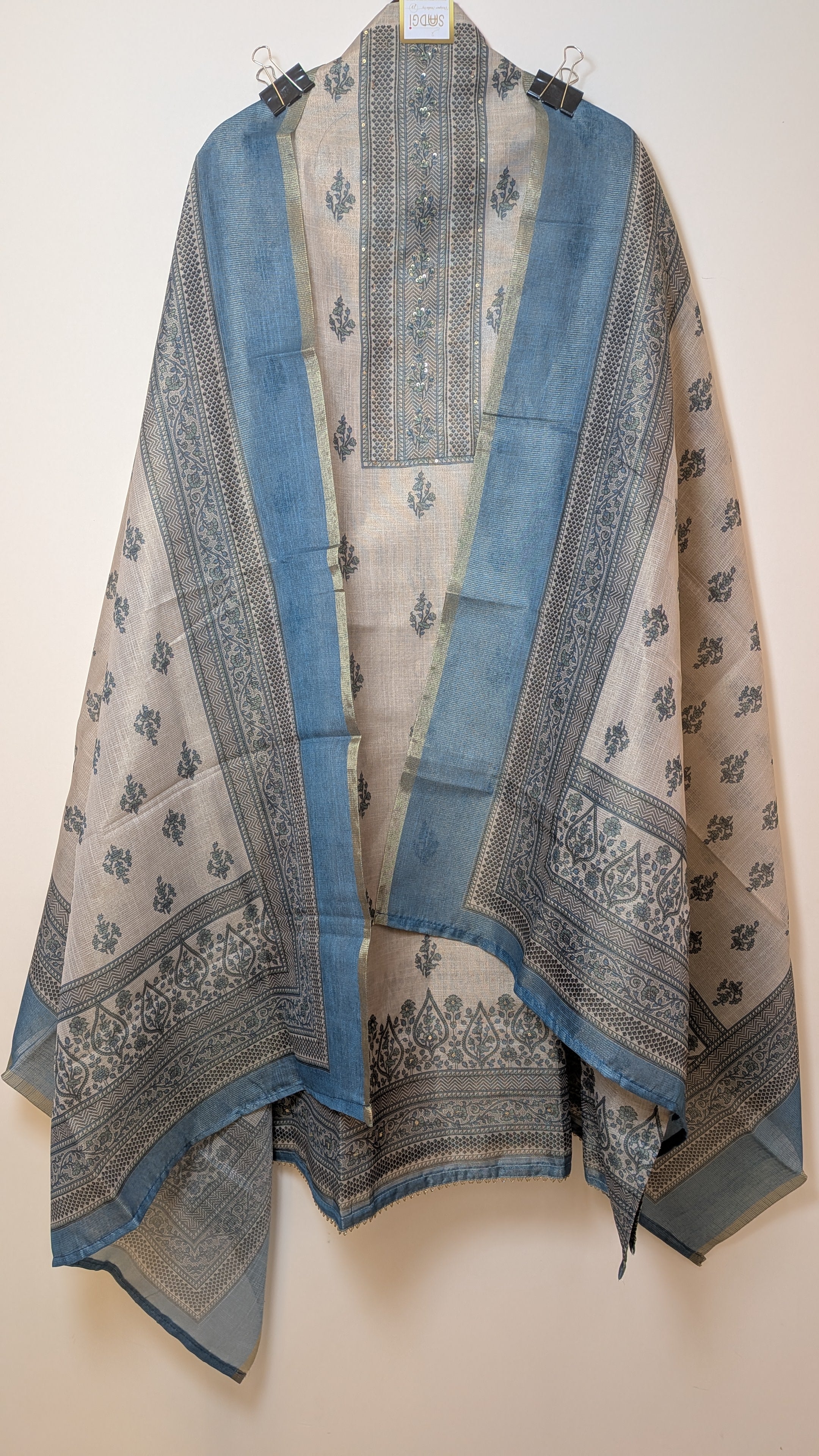 Floral Printed Unstitched Suit Set on Linen Shimmer