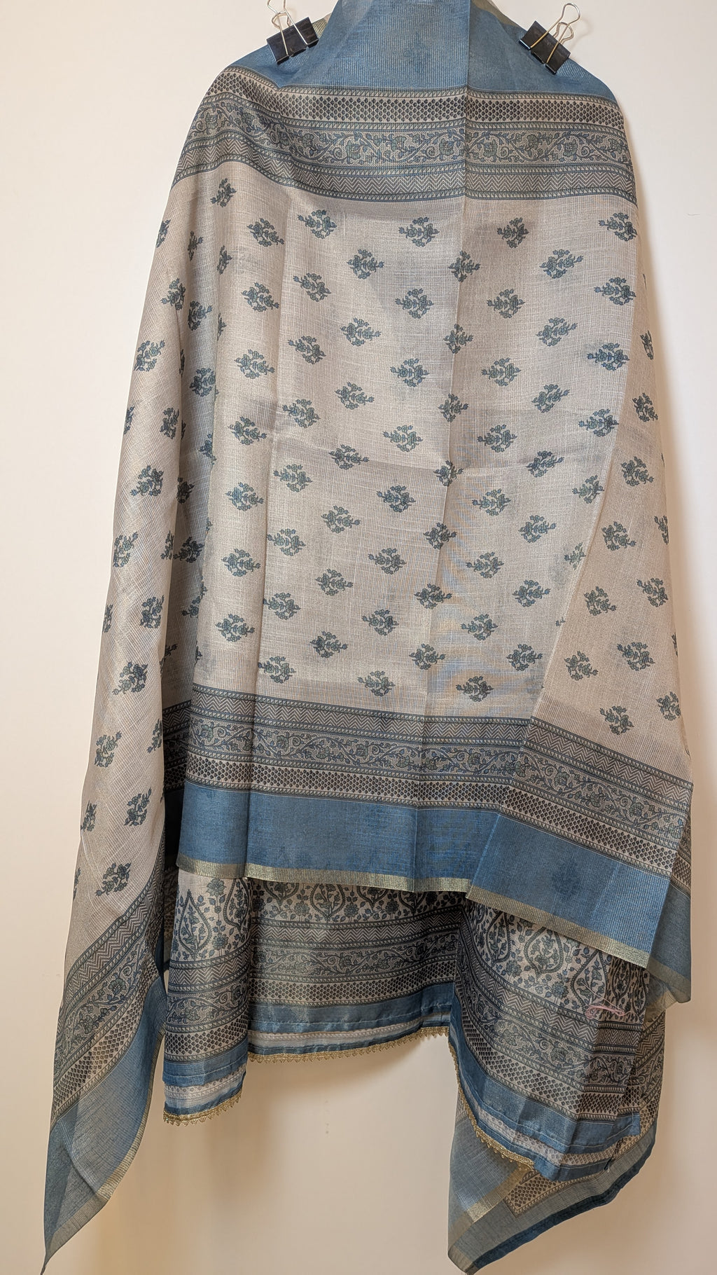 Floral Printed Unstitched Suit Set on Linen Shimmer