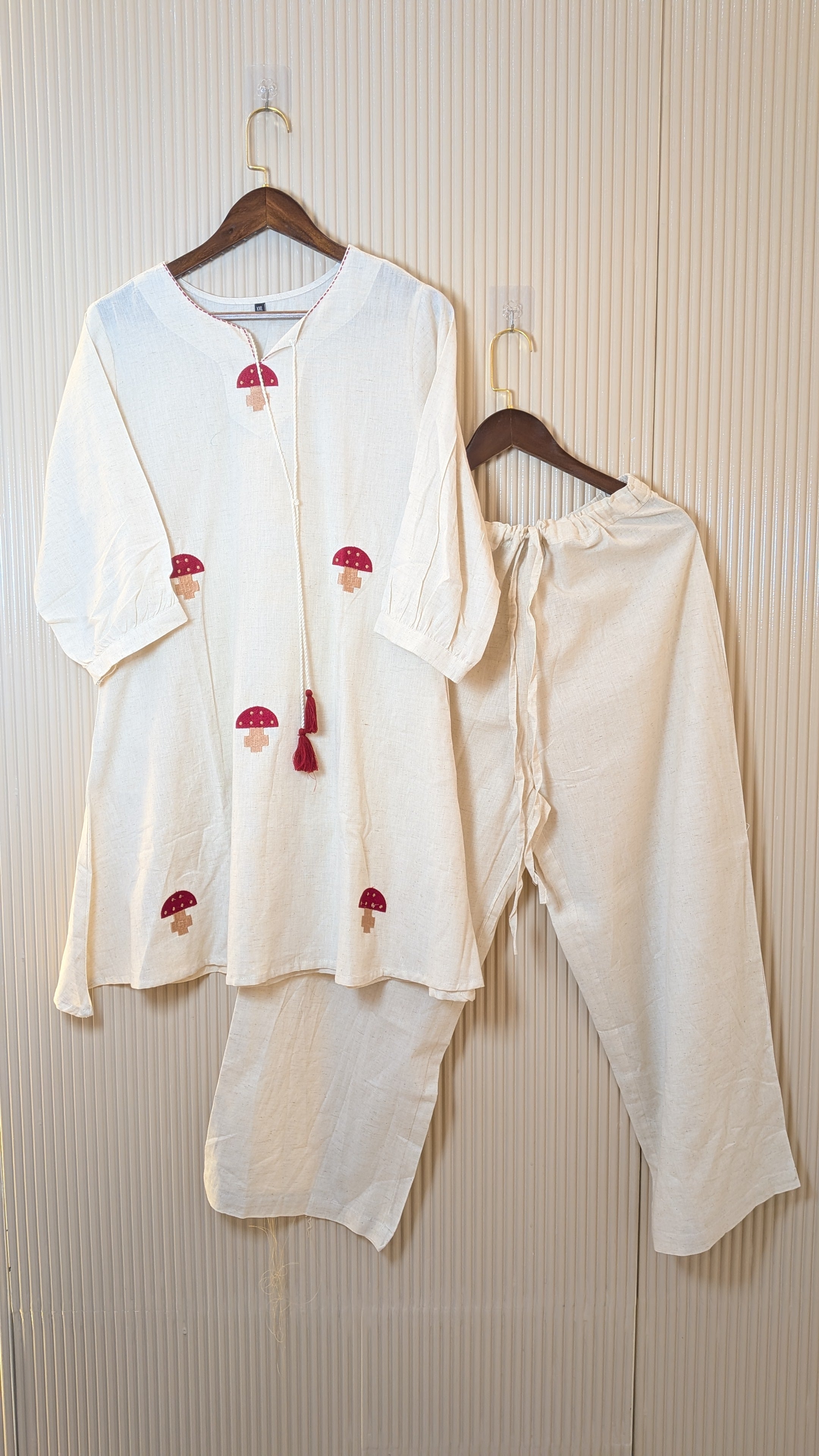 Minimal Mushroom Motif Cotton Co-ord
